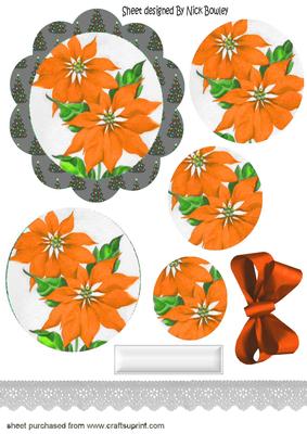 Pretty Orange Poinsettias in Tree Scalloped Frame Pyramids