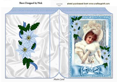 Pretty Vintage Lady in the Snow with Fur Hat Folded Book