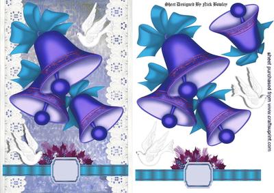 Blue/purple Bells with White Lace & Doves