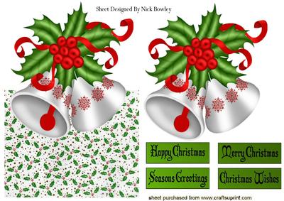 Silver Bells with Bows and Berries Over the Edge