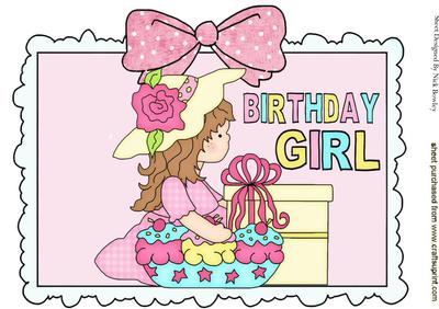 Birthday Girl Sitting Down with Her Presents A4