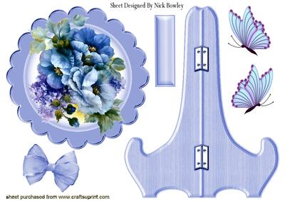 Pretty Shades of Blue Flowers with Butterflies Plate