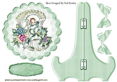 Sweet Baby Boy/girl All Snuggled Up, Plate & Stand