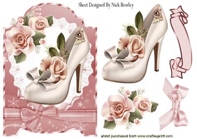 Pretty Cream Shoe with Peach Roses on Lace