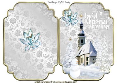 Joyful Christmas Greetings! Snow Scene with Church Card