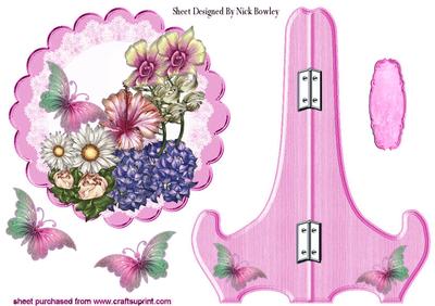 Fancy Florals and Butterfly on Plate & Stand