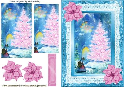Pink Christmas Tree, with Pink Poinsettias Pyramids