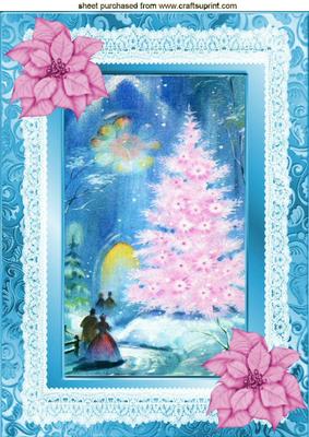Pink Christmas Tree, with Pink Poinsettias A4
