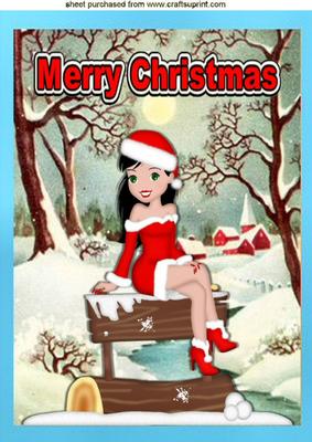 Happy Christmas! Sexy Lady in Santasuit in the Snow A4