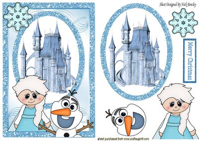 Princess Castle Card Front & Topper with Snowman