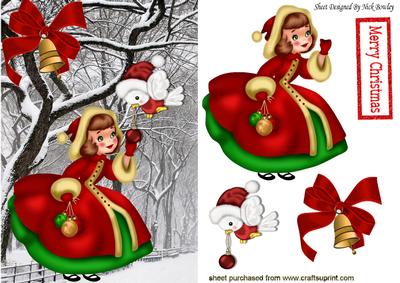 Little Lady with Baubles & Robin Snow Scene