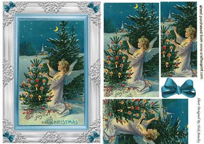 Vintage Christmas Angel with Tree, Pyramids