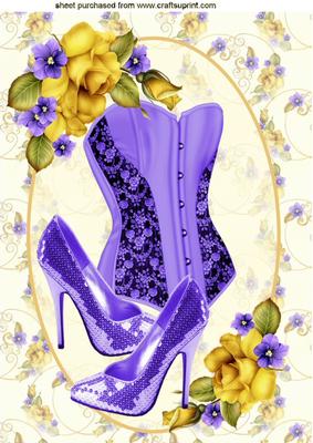 Pretty Purple Basque with Yellow Roses A4