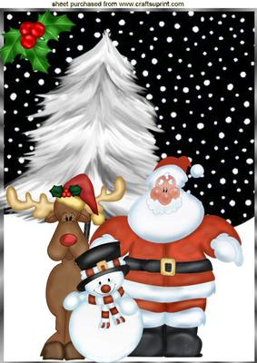 Santa and His Friends, in the Snow with Holly A4