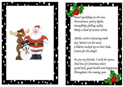 Santa and His Friends, with Holly A5 Insert with Verse