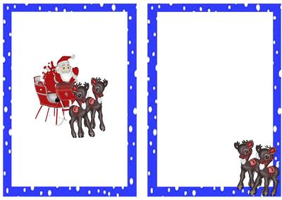 Santa in His Sleigh with His Reindeers A5 Insert