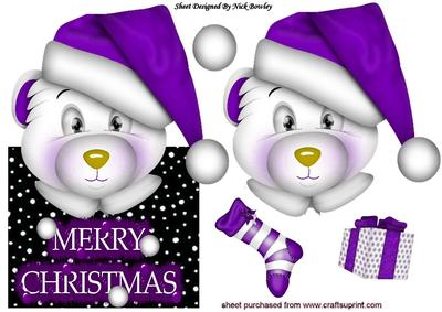 Lovely Santa Bear in Purple Over the Edge