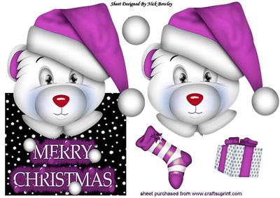Lovely Santa Bear in Pink Over the Edge