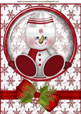 Little Snowman in Red Wooly Hat, A4