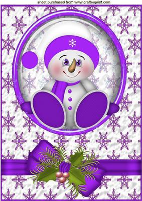 Little Snowman in Purple Santa Hat, A4