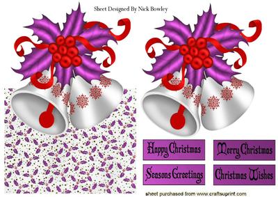 Pretty Pink Christmas Bells with Bows Over the Edge