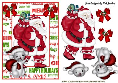 Santa with Little Mouse and There Christmas Sacks
