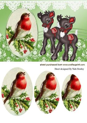Reindeers with Little Robin Oval Pyramids
