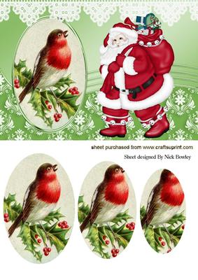 Ho! Ho! Ho! Here's Santa with Little Robin Oval Pyramids