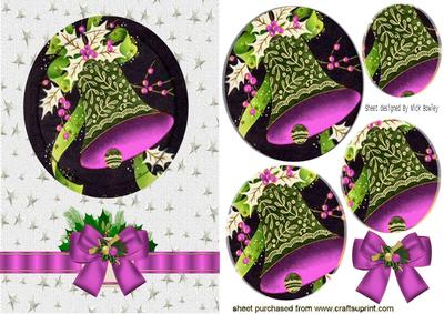 Vintage Bells in Pink with Holly, Roundl Pyramids