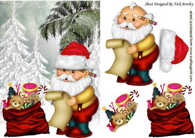 Santa in Red with His Christmas List in the Snow