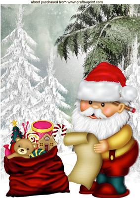 Santa in Red with His Christmas List in the Snow A4
