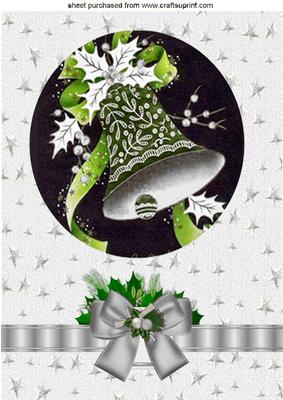 Vintage Bells in Silver with Holly & Bow A4