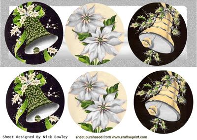 Vintage Bells in Silver with Holly & Bow Dl