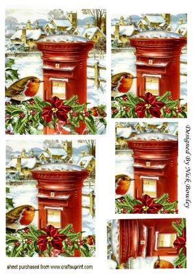 Vintage Snow Village with Poinsettias & Robins Pyramids