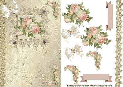 Beautiful Vintage Peach Roses & Lace