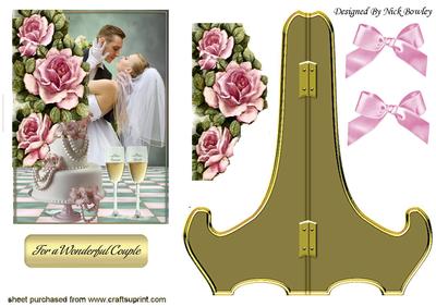 Wonderful Wedding Couple with Roses, on a Stand