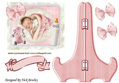 Sweet Vintage Baby Girl with Bow, on a Stand