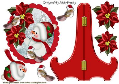 Christmas Scene with Little Snowman & Robins Plate & Stand