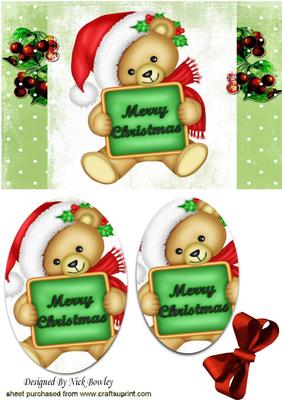 Big Cuddly Teddy in Santa Hat Oval Pyramids