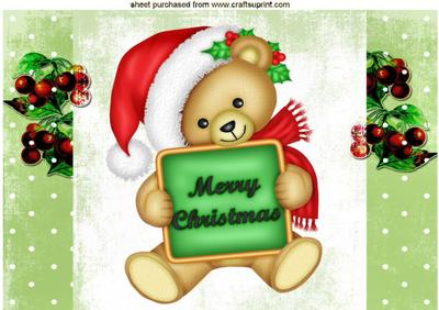 Big Cuddly Teddy Bear in Santa Hat A4