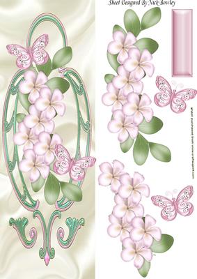 Pretty Pink Flowers with Butterflies on a Plaque Tall Dl