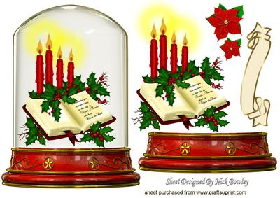 The Holy Bible with Verse and Pretty Candles in Glass Dome