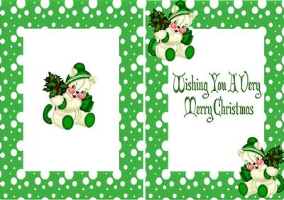 Christmas Kitty in Green with Holly in Snow Frame A5 Insert