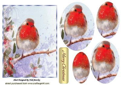Cute Robin on a Branch Oval Pyramids