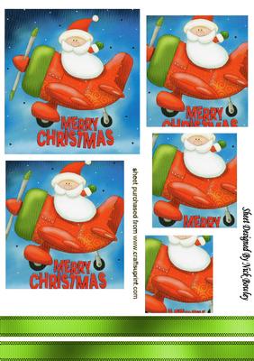Santa Flying in a Helicopter Pyamids
