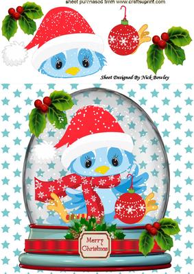Cute Little Owl in Hat & Scarf in a Snow Globe 8x8