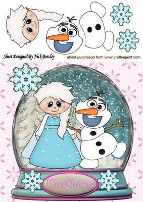 Lovely Princess and Snowman, in a Snowglobe 8x8