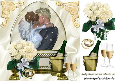 Our Beautiful Day, Couple in Glass Dome with Champagne 8x8