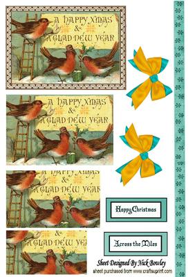 Cute Vintage Robins Playing Pyramids