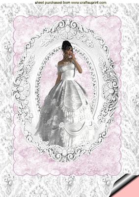 Beautiful Lady in White Gown in Antique Frame A4 Topper